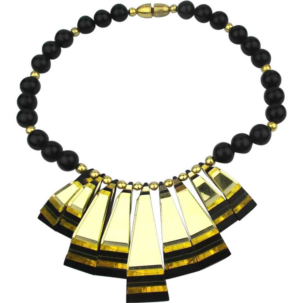 Classic Modernist Laminated Lucite Necklace Mirro… - image 1