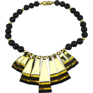 Classic Modernist Laminated Lucite Necklace Mirro… - image 1