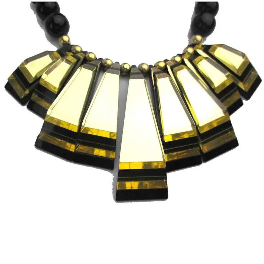 Classic Modernist Laminated Lucite Necklace Mirro… - image 2