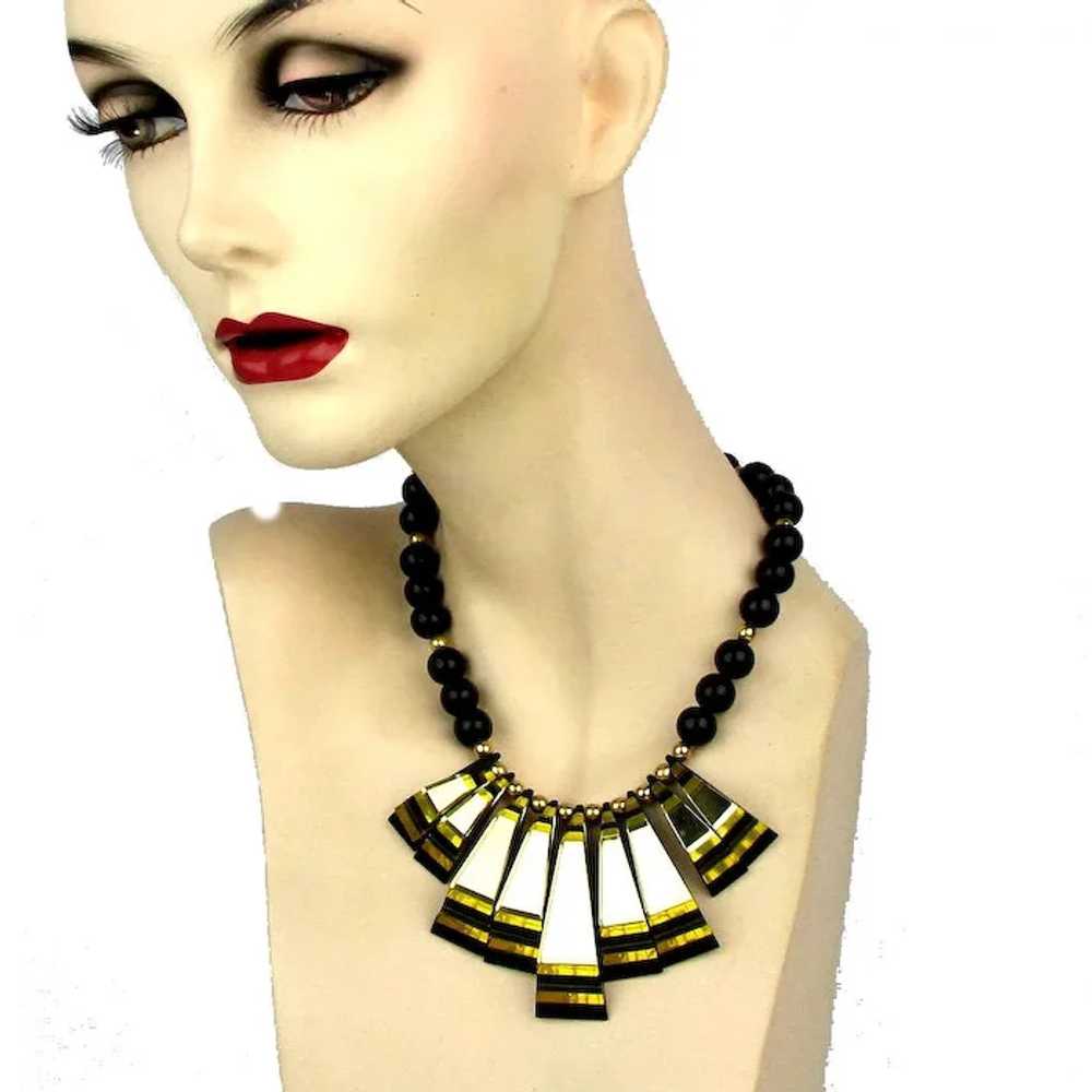 Classic Modernist Laminated Lucite Necklace Mirro… - image 3