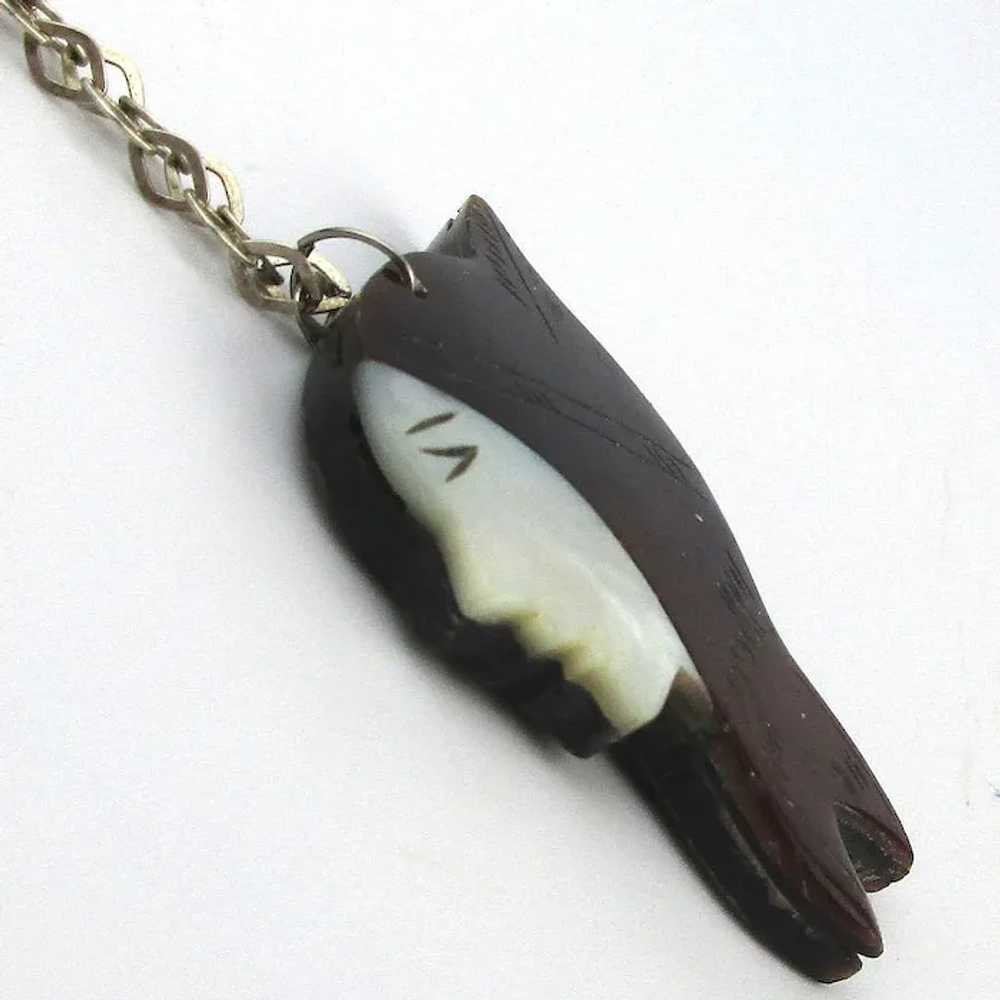 PIxie Head Pendant Necklace Mother of Pearl Face … - image 3