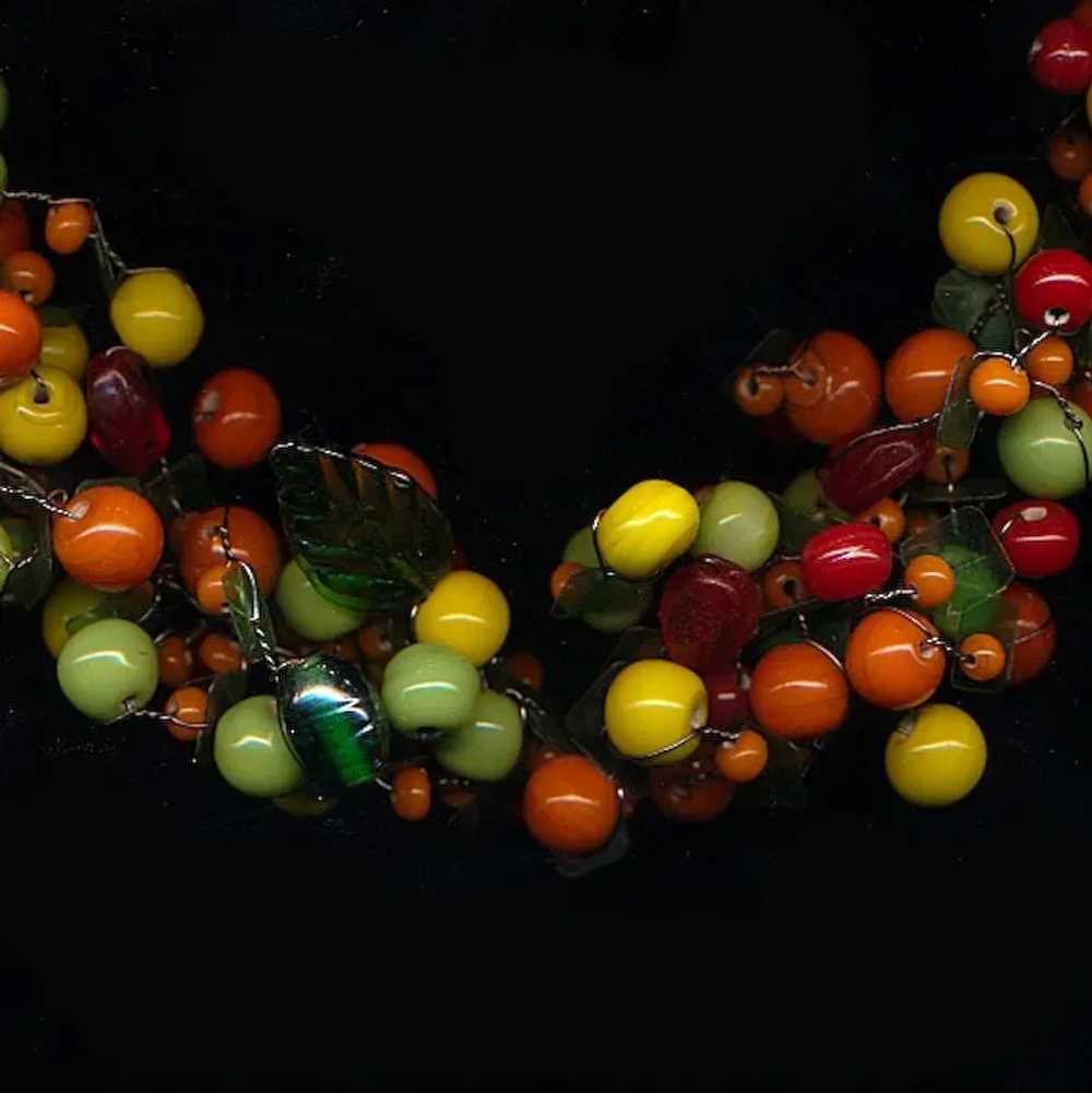 Mega Fruit Salad Necklace Multi Color Wired Wreat… - image 3