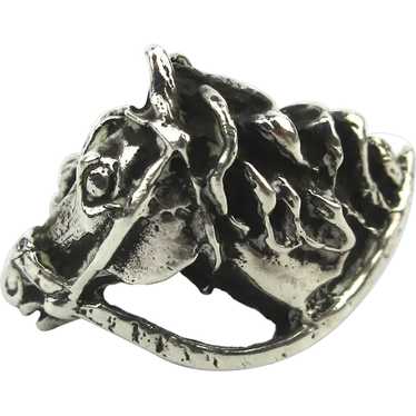 Old Mexican Sterling Silver HORSE Head Ring
