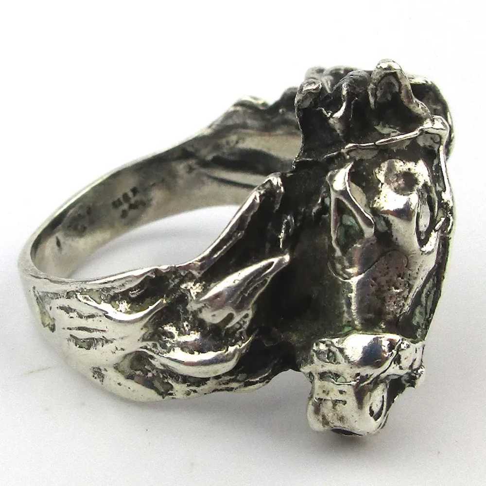 Old Mexican Sterling Silver HORSE Head Ring - image 2