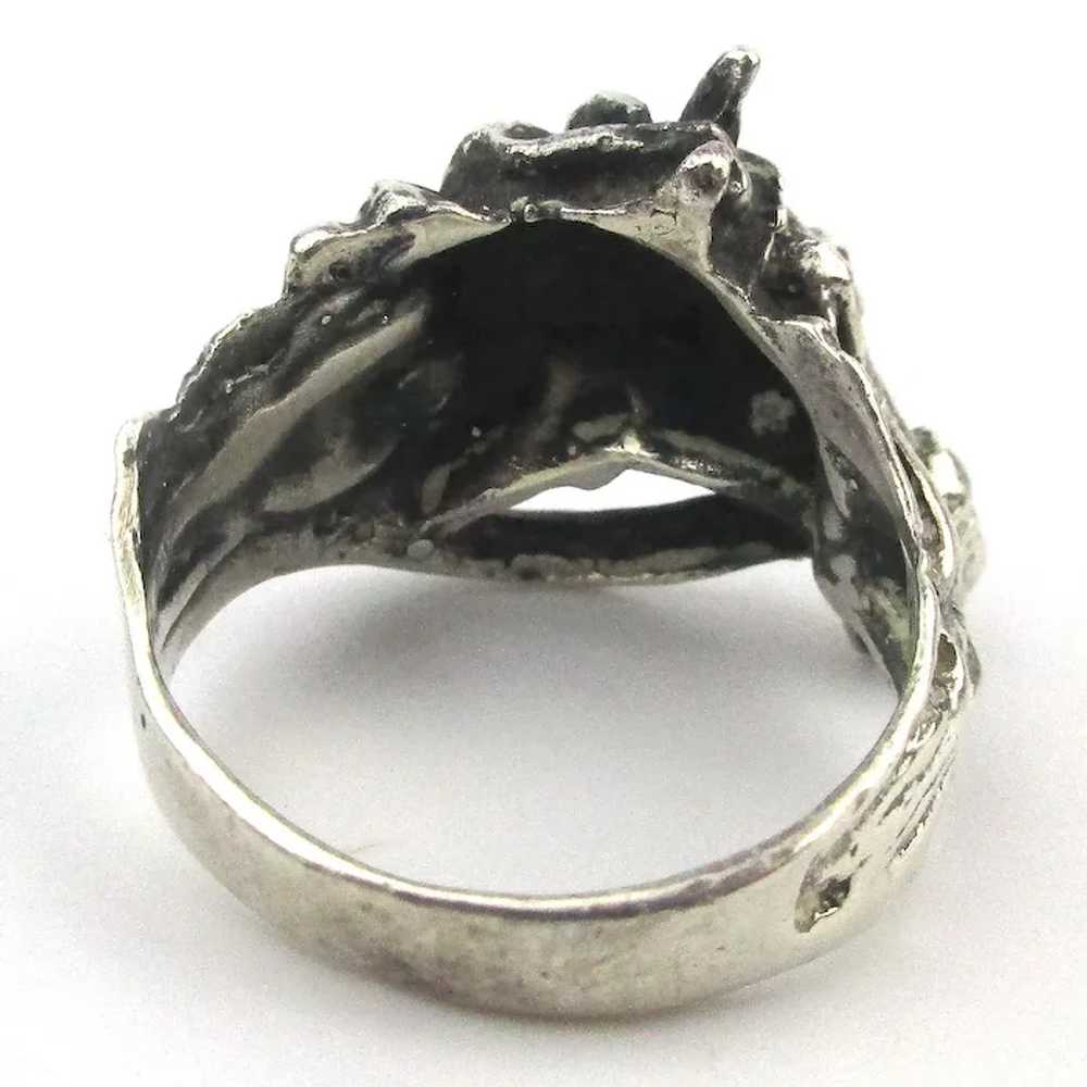 Old Mexican Sterling Silver HORSE Head Ring - image 4