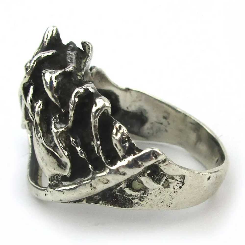 Old Mexican Sterling Silver HORSE Head Ring - image 5