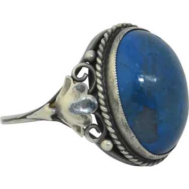 Art Nouveau Sterling Silver & Jasper Ring - image 1