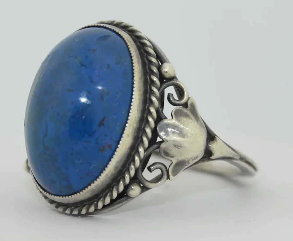 Art Nouveau Sterling Silver & Jasper Ring - image 2
