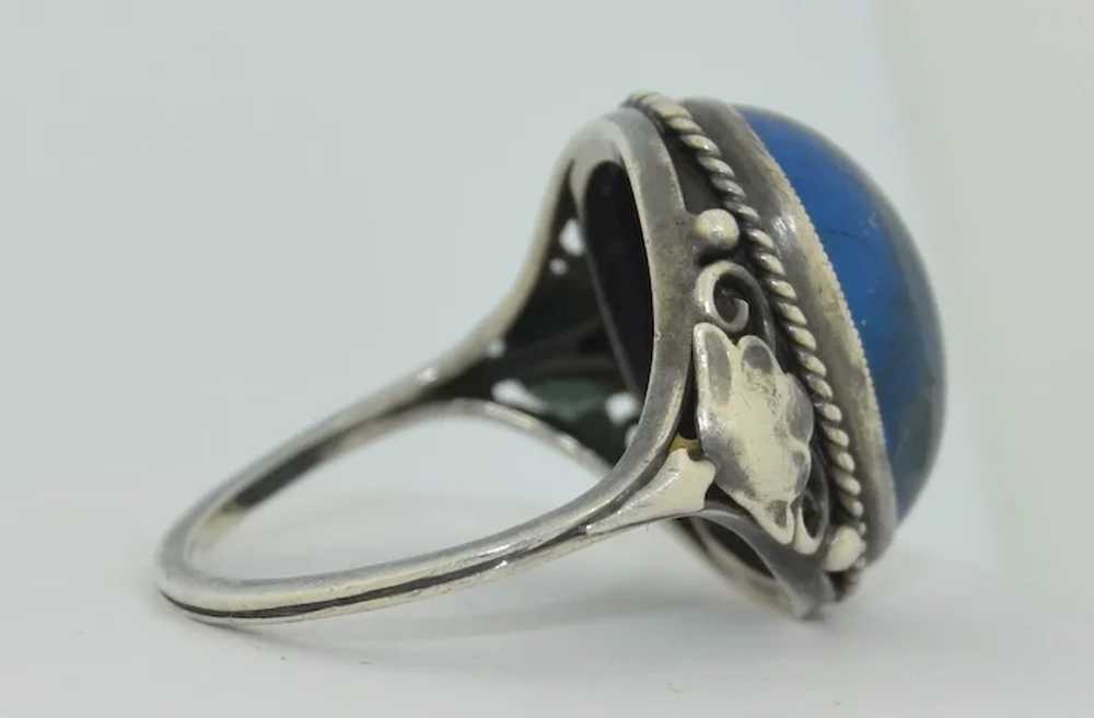 Art Nouveau Sterling Silver & Jasper Ring - image 5