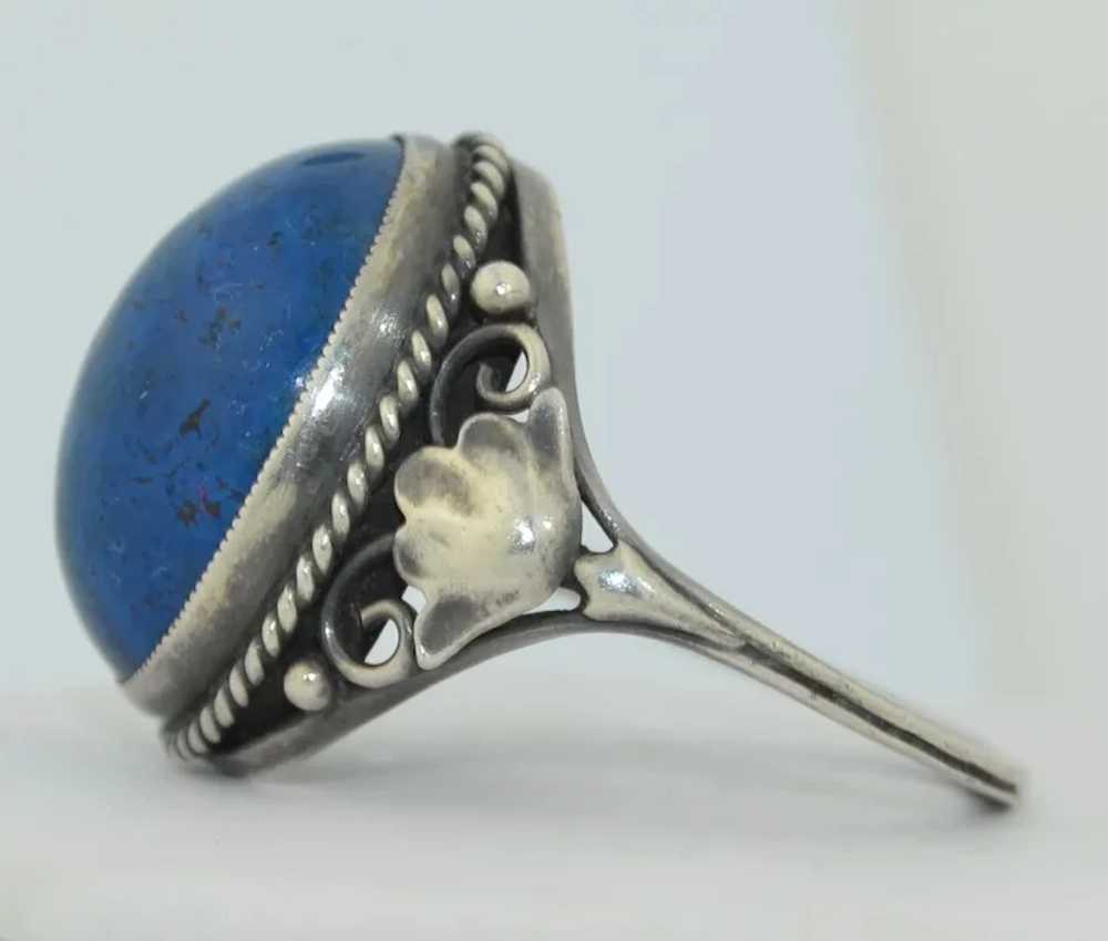 Art Nouveau Sterling Silver & Jasper Ring - image 6