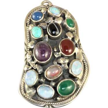 Large Estate Sterling Multi Stone Pendant