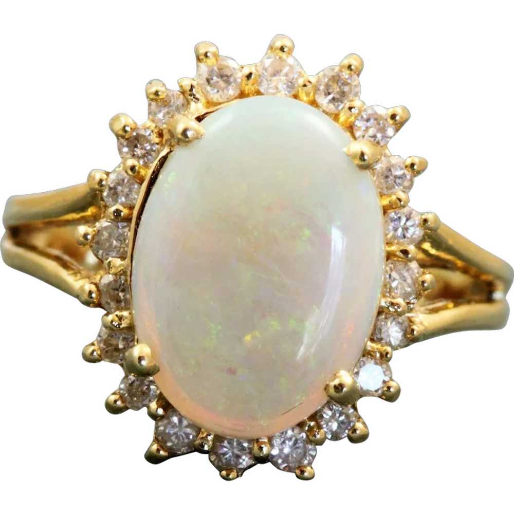 Estate 14K Opal and Diamond Ring - image 1