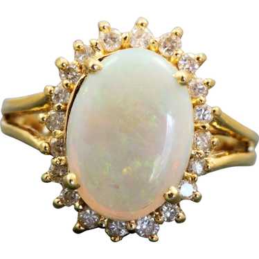 Estate 14K Opal and Diamond Ring - image 1