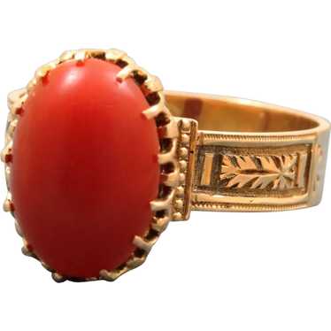 14 K Victorian Red Coral Ring - image 1