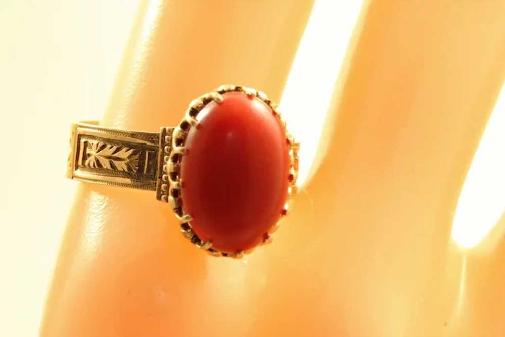 14 K Victorian Red Coral Ring - image 3