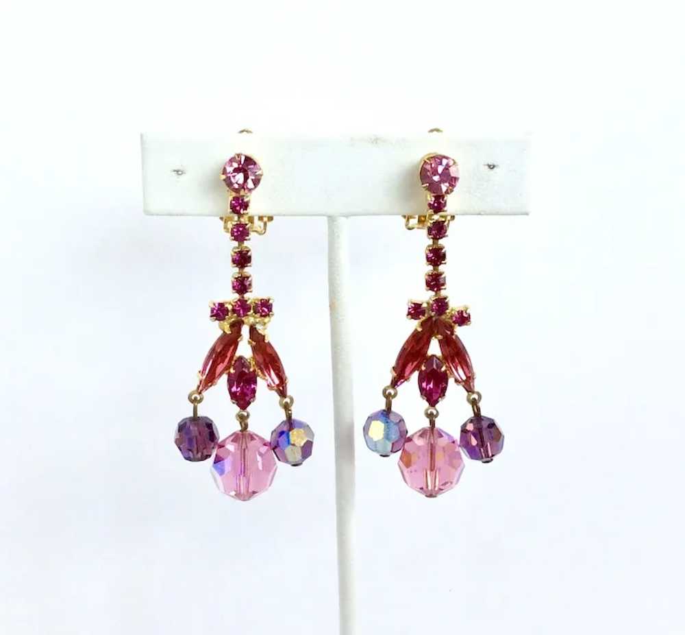 Juliana Pink Crystal and Navette Rhinestone Dangl… - image 2