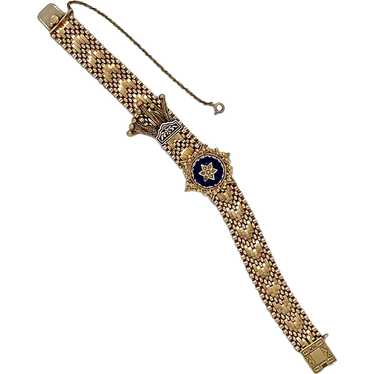 14 karat Enameled Mesh Bracelet with Tassel