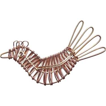 Awesome BIRD Wirework Vintage Brooch - image 1