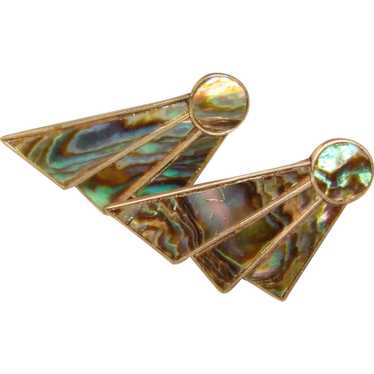 Gorgeous MEXICAN STERLING Abalone Vintage Earrings - image 1