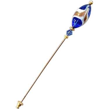 GORGEOUS Venetian Art Glass Hat Pin, RARE 1980's A