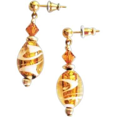 GORGEOUS Venetian Art Glass Earrings, RARE Vintag… - image 1