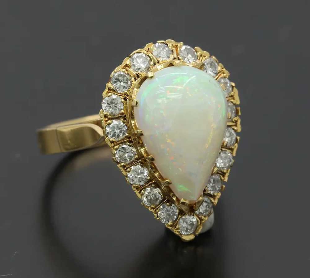 Vintage 18K Yellow Gold Halo Setting Opal Diamond… - image 2