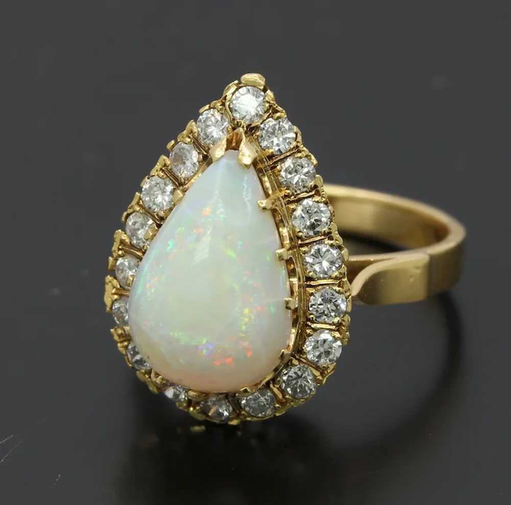Vintage 18K Yellow Gold Halo Setting Opal Diamond… - image 3