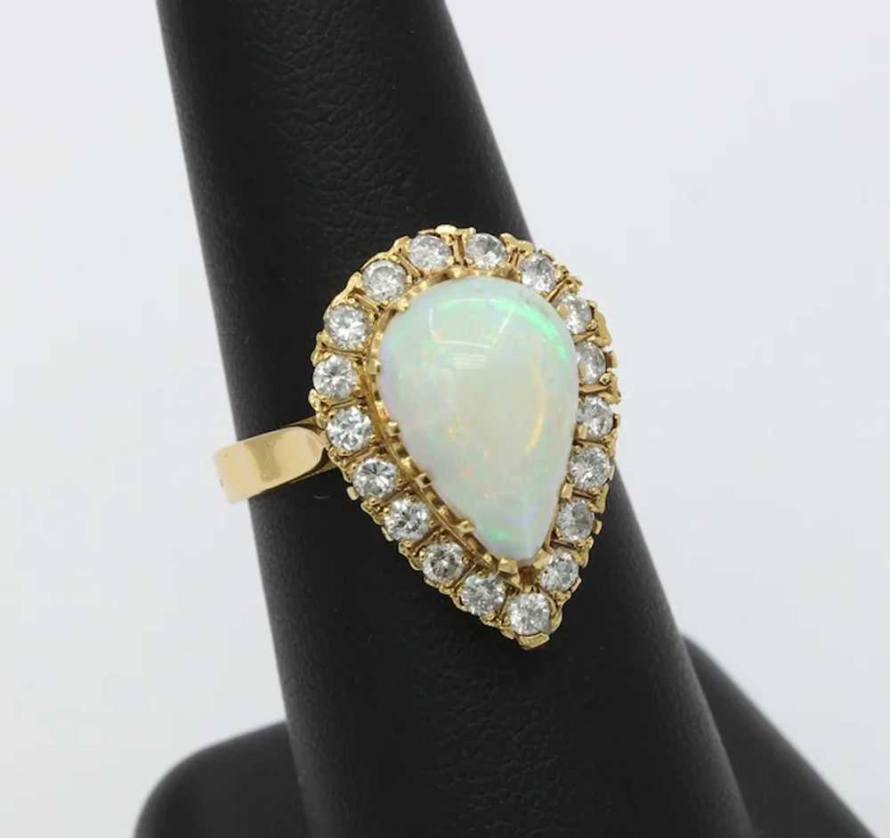 Vintage 18K Yellow Gold Halo Setting Opal Diamond… - image 5