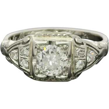 Art Deco Ladies Diamonds Platinum Ring