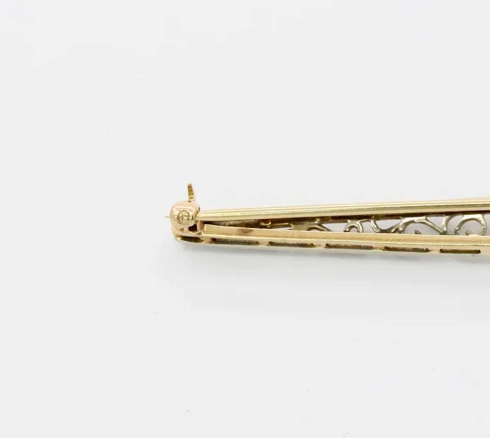 Art Deco 14K White Gold Diamond Filigree Brooch - image 4