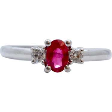 Vintage Natural Ruby Diamonds Platinum Ring