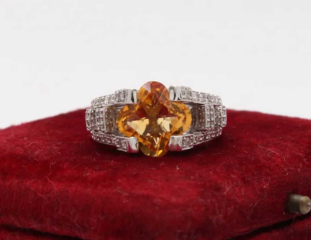 Unique Clover Shape Checkerboard Cut  Citrine 14K… - image 2