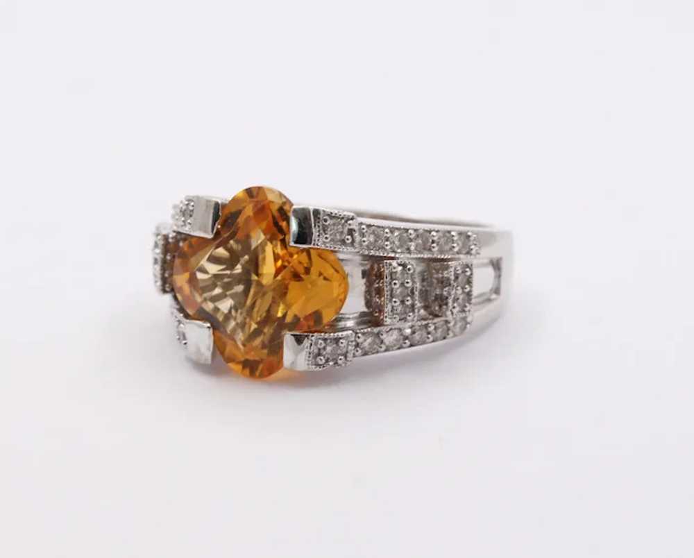 Unique Clover Shape Checkerboard Cut  Citrine 14K… - image 3