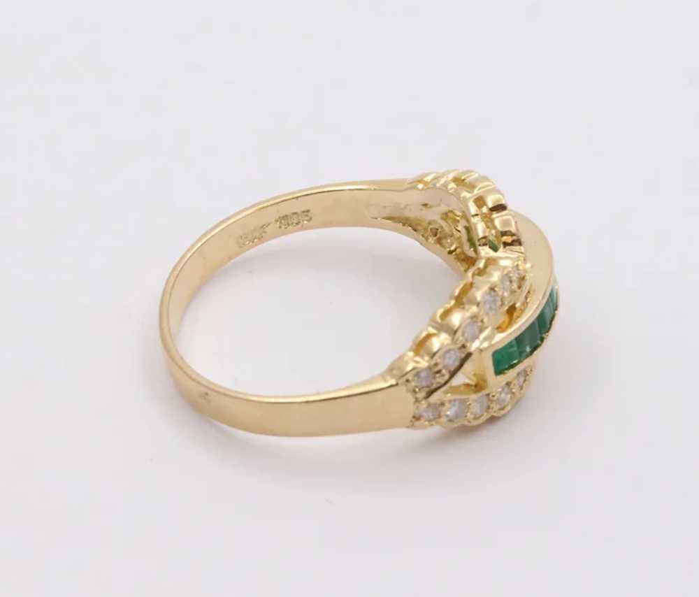 Vintage Infinity Diamond & Emerald Ring Band - image 4