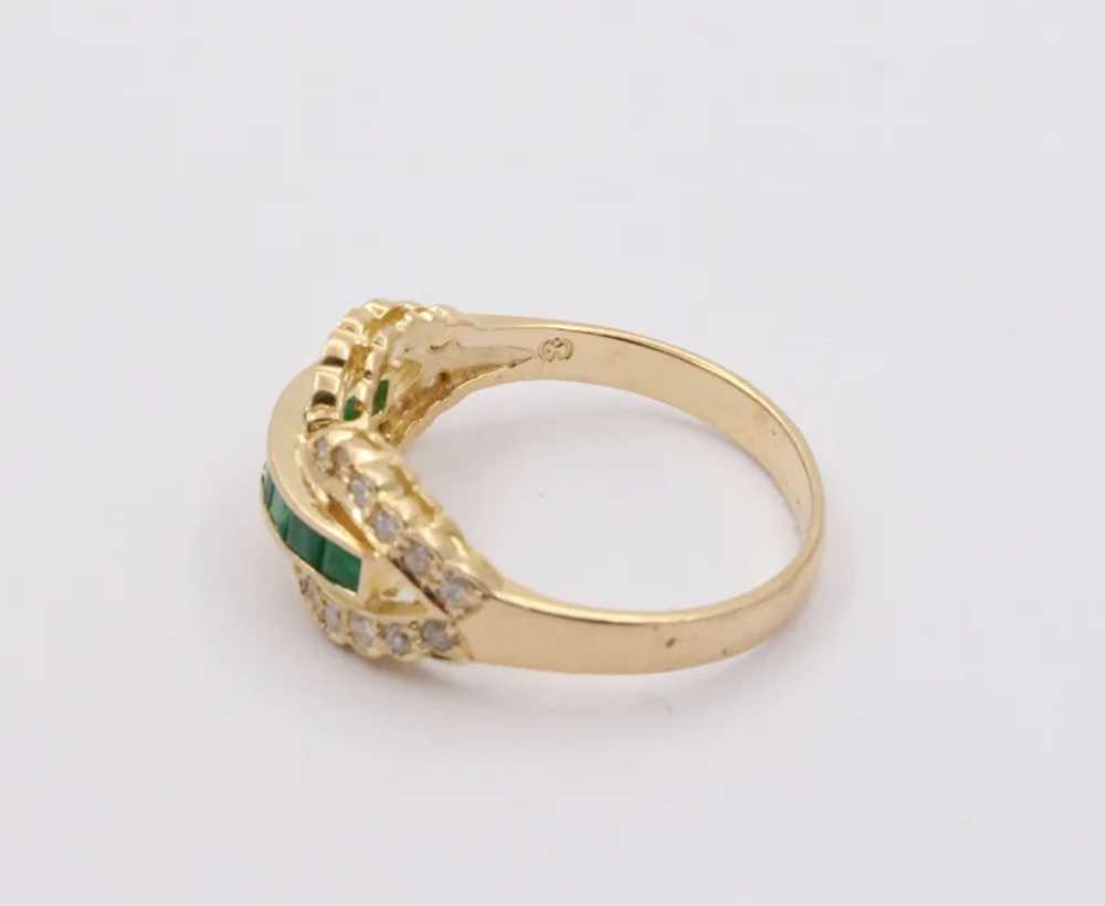 Vintage Infinity Diamond & Emerald Ring Band - image 5