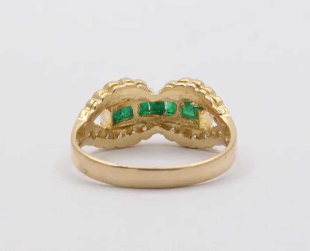 Vintage Infinity Diamond & Emerald Ring Band - image 6