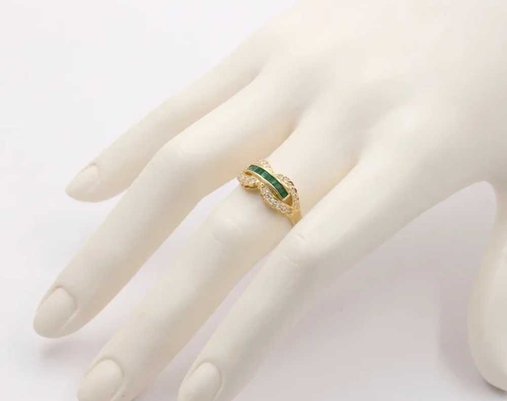 Vintage Infinity Diamond & Emerald Ring Band - image 9