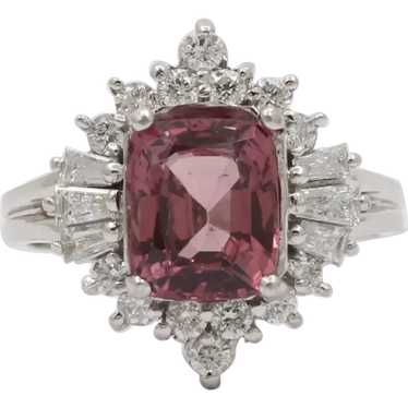 Vintage 14K White Gold Pink Spinel Diamond Altern… - image 1