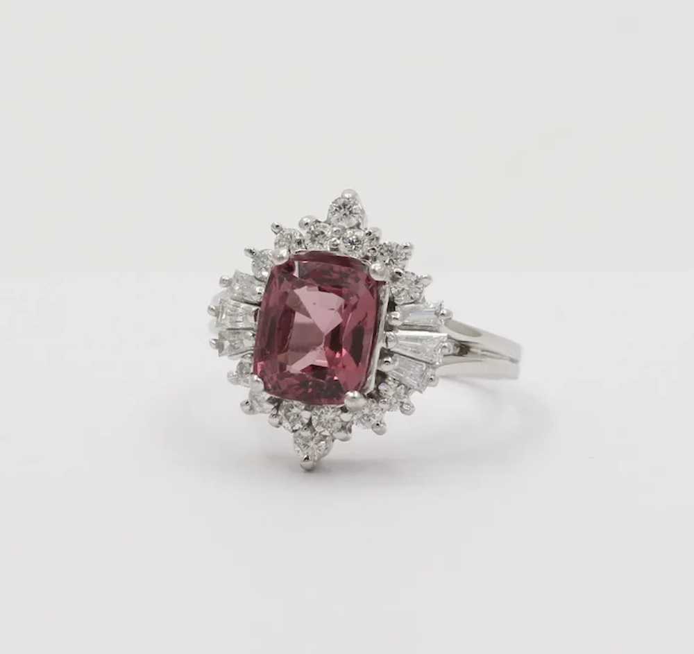 Vintage 14K White Gold Pink Spinel Diamond Altern… - image 2