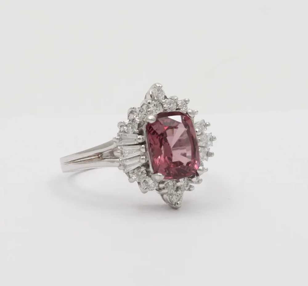 Vintage 14K White Gold Pink Spinel Diamond Altern… - image 3