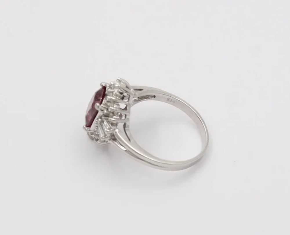 Vintage 14K White Gold Pink Spinel Diamond Altern… - image 4