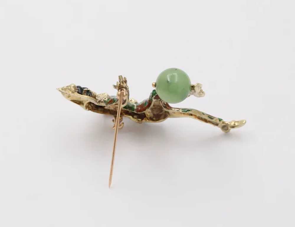 Vintage Unique Enamel Jester With Chrysoprase Bal… - image 6