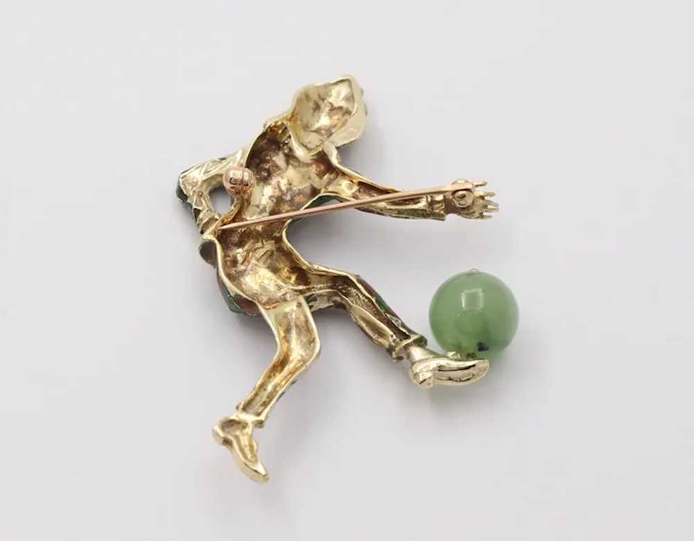 Vintage Unique Enamel Jester With Chrysoprase Bal… - image 7