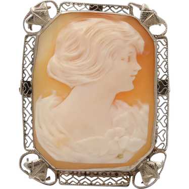 Victorian Adorable Carved Shell Cameo Woman's Por… - image 1