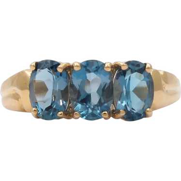 Vintage London Blue Topaz 10K Yellow Gold Band Ri… - image 1