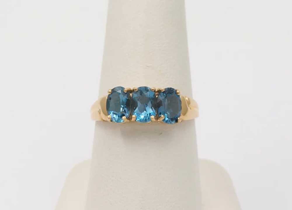 Vintage London Blue Topaz 10K Yellow Gold Band Ri… - image 2