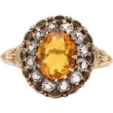 Victorian Citrine Limestones 14K Yellow Gold Ring