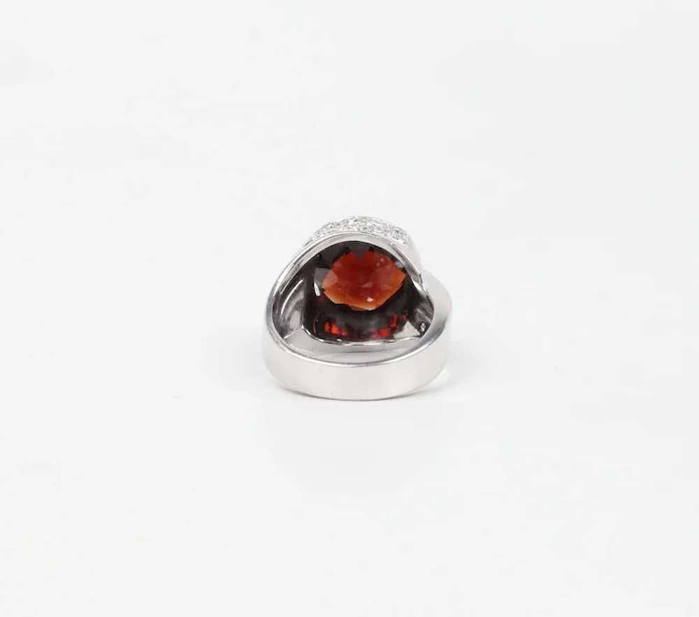 Vintage Large Garnet and Diamond 18K White Gold R… - image 3