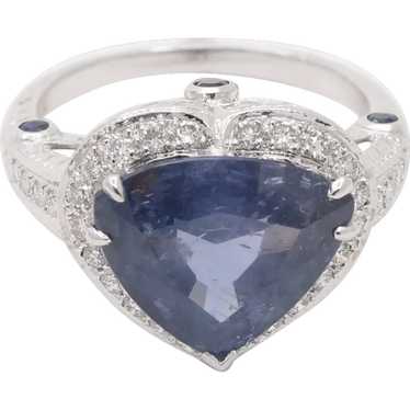 Vintage 18K White Gold Halo Setting Natural Heart… - image 1