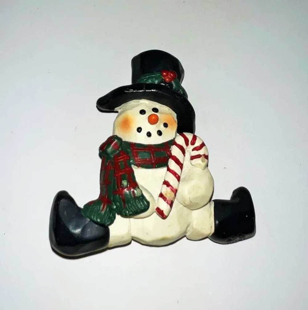 Cute Snowman in a Hat and Boots Resin Brooch with… - image 5